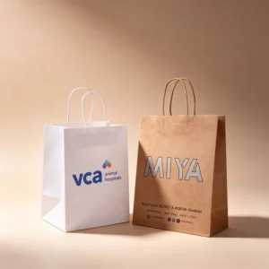 Custom Kraft Paper Bags Custom Color Printing for Shopping Gift Fast Food Takeaway Packaging Bags with Handles