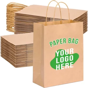 Custom Kraft Paper Bags with Your Own logo Bulk Order Available 100% Recyclable Takeaway Paper Bag