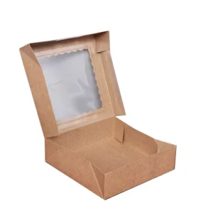 Custom Kraft Paper Bread Packaging Box with Window for Donuts, Croissants, Cookies, and Bakery Takeout