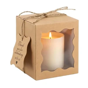 Custom Kraft Paper Candle Gift Box with Window, Printed Folding Packaging