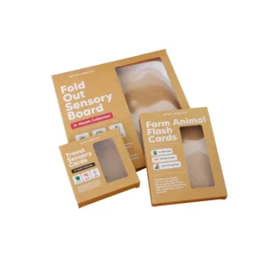 Custom Kraft Paper Cardboard Packaging Box with Clear Window and White Logo