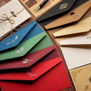 Custom Kraft Paper Envelope Bag With Gilding for Business Invitations and Pulp Packaging