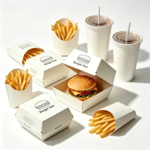 Custom Kraft Paper Fast Food Box for Burgers, Fried Chicken, and Fries