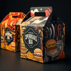 Custom Kraft Paper Fast Food Chicken Burger and Fried Chicken Packaging Boxes with Fries