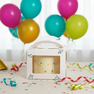 Custom Kraft Paper Food-Grade Cake Box with Handle, Hot Stamping, and Embossing