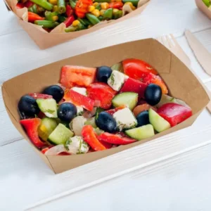 Custom Kraft Paper Food Tray Takeout Burger Food Packaging Trays with Oil-proof Lining Food Serving