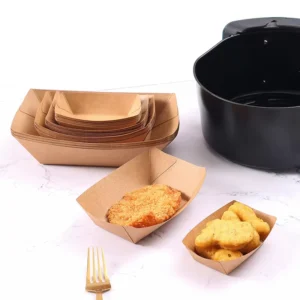 Custom Kraft Paper Food Tray for Fast Food, Snacks, Cake, and BBQ