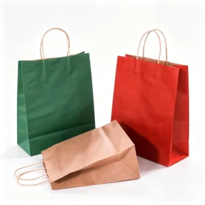 Custom Kraft Paper Handle Bags for Food, Bakery and Cake Takeaway Packaging, Eco-Friendly Shopping Bags for Coffee and Milk Tea