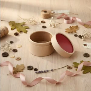 Custom Kraft Paper Rigid Tube Box, Natural Beige with Red Lid, for Cosmetics, Tea, and Candles