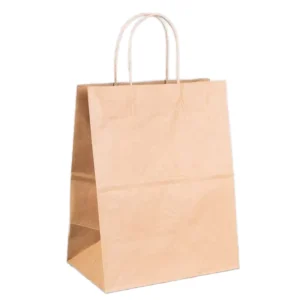 Custom Kraft Paper Shopping Bags, White/Brown, with Handles