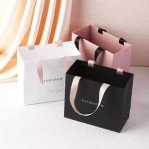 Custom Kraft Paper Shopping Gift Bags with Cotton Rope Handles for Small Business Packaging
