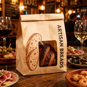 Custom Kraft Paper Side Gusset Bread Bag With Clear Window & Tin Tie Closure Bakery Toast Food Packaging Storage Bag