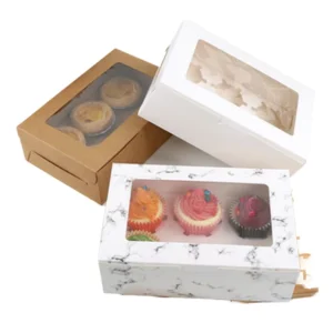 Custom Kraft Paper Square Rigid Transparent Box for Cupcakes, Desserts, and Canned Food