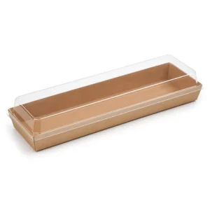 Custom Kraft Paper Supermarket Display Tray with Clear Lid, Food Grade, Factory
