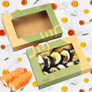 Custom Kraft Paper Sushi Box with Window for Cookies and Desserts