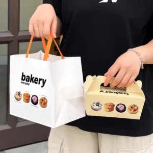 Custom Kraft Paper Takeaway Bags for Fast Food, Bread, Desserts, Cookies, and Bakery Packaging