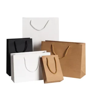 Custom Kraft Paper Takeaway Bags with Handles for Food Delivery Packaging