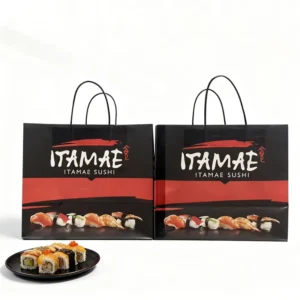Custom Kraft Paper Takeaway and Food Delivery Bags with Handles for Restaurant, Cafe, and Bakery