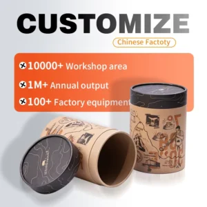 Custom Kraft Paper Tube Cylinder Box Custom Logo Printing Round Paper Canister For Tea Snack Food Gift Packaging Container