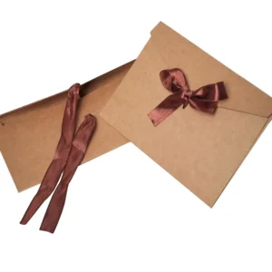 Custom Kraft Paper Western Style Invitation Envelope with Ribbon and Bow, Solid Color