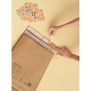 Custom Label Recyclable Gusseted Kraft Paper Mailing Bag with Adhesive Closure for Clothing Shipping
