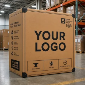 Custom Large 5-Layer Corrugated Heavy-Duty Mailer Box with Handle for Books and Shoes