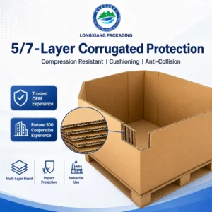 Custom Large Industrial 7-Ply Corrugated Carton Packaging Box with Recycled Materials, Compression-Resistant for Storage