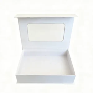 Custom Lid and Base Cardboard Box with Transparent Window, White Paper Gift Box for Daily Goods