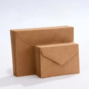 Custom Logo 130 GSM Kraft Paper Small Flap Wallet Envelope for Greeting Cards and Wedding Invitations