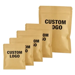 Custom Logo 3 Side Seal Metallized Kraft Paper Foil Lined Zip Lock Seeds Sample Packaging Envelope Packets Flat Pouches Bags