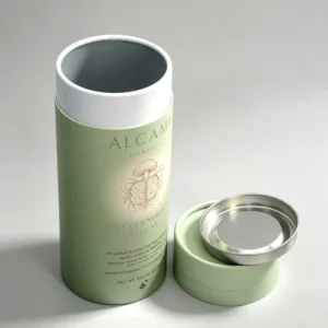 Custom Logo Airtight Metal Lid Food Grade Cylinder Canister Paper Tube for Dry Food Loose Tea Powder Health Supplement Packaging
