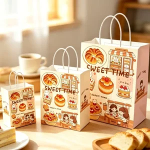 Custom Logo Bakery and Dessert Paper Takeout Bag, Durable Shopping Bag