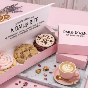 Custom Logo Biodegradable Folding Cardboard Bakery Box for Cookies, Biscuits, and Pastries