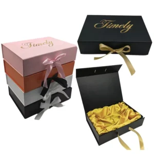 Custom Logo Black Large Cardboard Magnetic Gift Box for Wig Hair Extensions