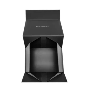 Custom Logo Black Paper Magnetic Printed Foldable Flat-Pack Gift Box