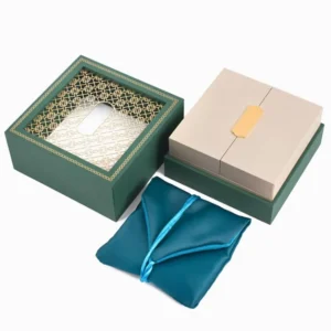Custom Logo Bracelet and Necklace Jewelry Packaging Box with Foil Stamping, Magnetic Closure, and Pouch
