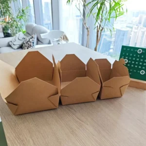 Custom Logo Brown Kraft Paperboard Catering Takeaway Burger Meal Cake Food Container Box