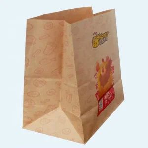 Custom Logo Brown Kraft SOS Recyclable Takeaway Paper Bag for Pizza Food Bread Delivery