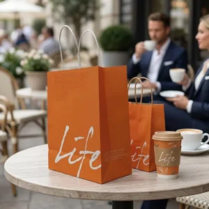 Custom Logo Brown Paper Bags for Clothing Stores Durable Kraft Shopping Bags with Handles Recyclable and Factory Direct