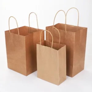 Custom Logo Brown Recycled Kraft Paper Bag with Handles for Food, Bakery, and Shopping