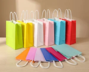 Custom Logo Brown Recycled Kraft Paper Bags with Handles for Food, Bakery, Cookie, and Shopping Packaging