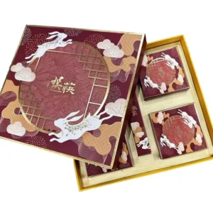 Custom Logo Cake Paper Box, Rigid Mooncake Packaging Box for Mid-Autumn Festival