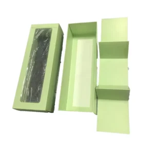 Custom Logo Color Printed Cardboard Box with Window, Recycled Materials, Reusable Embossed Design