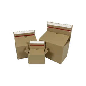 Custom Brown Cardboard Shipping Carton with Self-Sealing Adhesive, Sponge Lining, Peel-Tear Strips and Zipper Closure