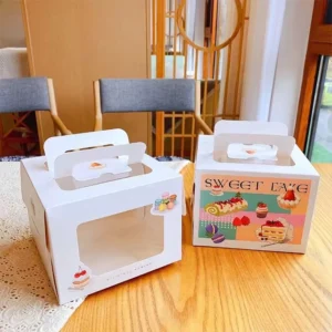 Custom Logo Dessert Pastry Box with Window for Food Packaging