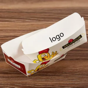 Custom Logo Disposable Food Paper Tray White Cardboard Fast Food Snack Tray For Takeaway