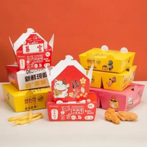 Custom Logo Disposable Kraft Paper Leather Lunch Bag Takeaway Box