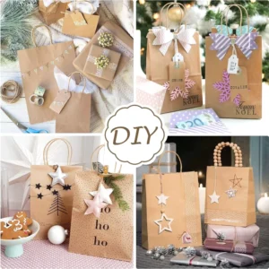 Custom Logo Eco Friendly Aseptic Paper Take Bag Drawstring Handles Disposable Food Delivery Takeaway Shopping OEM