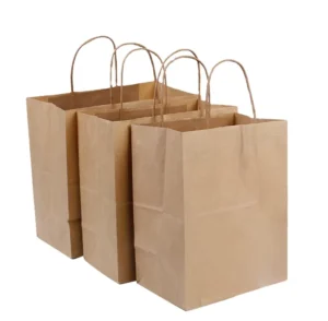Custom Logo Eco-Friendly Brown Fast Food Takeaway Kraft Paper Bag