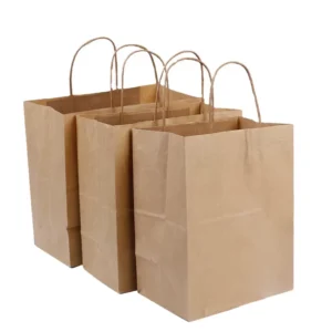 Custom Logo Eco-Friendly Brown Fast Food Takeaway Kraft Paper Bag